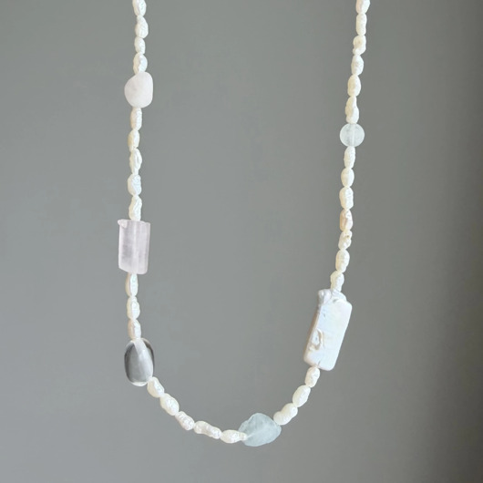 korale Naszyjnik  z naturalnych pereł i kamienie naturalnych