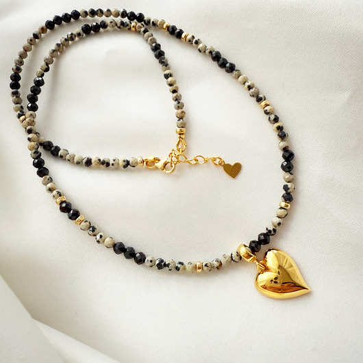 korale PEPPER HEART  naszyjnik  JASPIS, kamienie naturalne