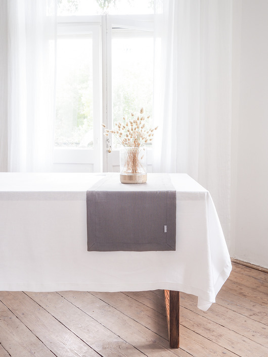 obrusy i serwetki Lniany bieżnik Heavy Linen TRUE GRAY