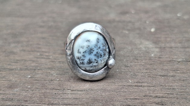 pierścionki - różne Agat dendrytowy - pierścionek regulowany