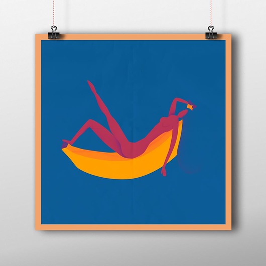 KOBIETA NA BANANIE |  PLAKAT 50x50 Oskar Tomecki