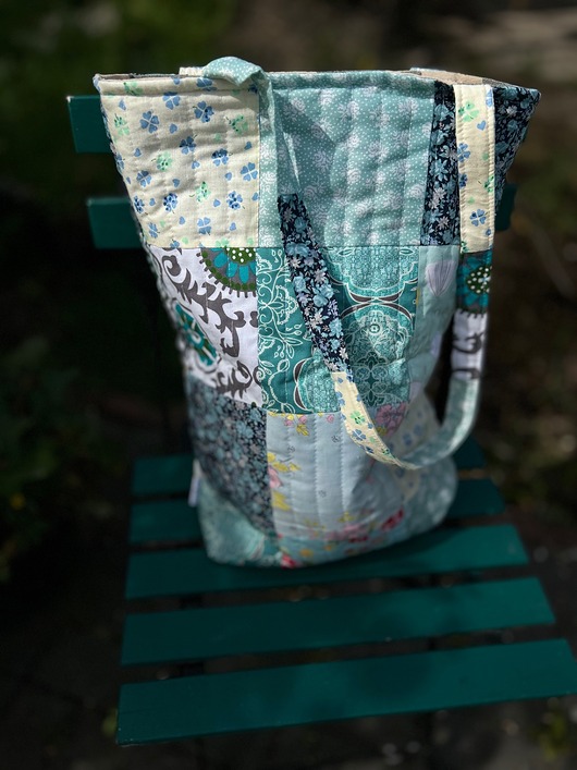 torby na ramię Torba shopperka patchworkowa niebieska