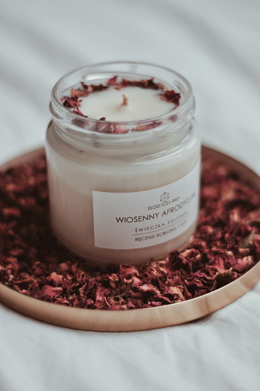 świece zapachowe Świeca sojowa 200 ml Wiosenny Afrodyzjak (dekorowana)