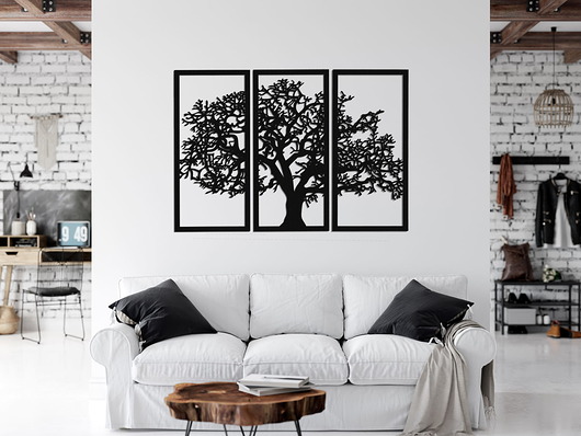 inne DEKORACYJNY TRYPTYK AŻUROWY, DRZEWO ŻYCIA, DEKORACJA ŚCIENNA 3D, ORNAMENT, 80