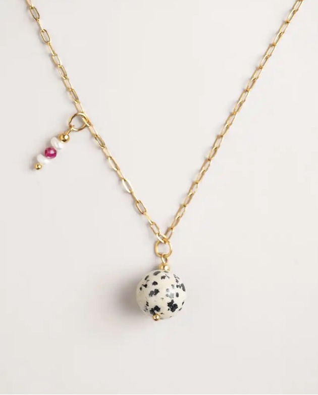 komplet biżuterii Łańcuszek z zawieszką z jaspisu Kula Perły Turmalin