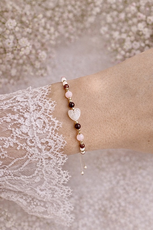 bransoletki na sznurku Piękna bransoletka na sznurku z kamieniami agat, granat, perły