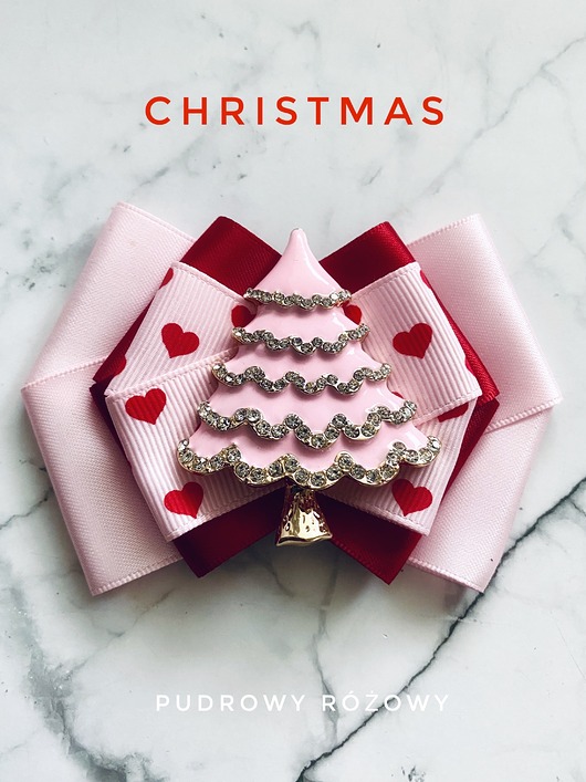 broszki Modowa Brosza z Choinką Pudrowy róż Mikołajki Święta