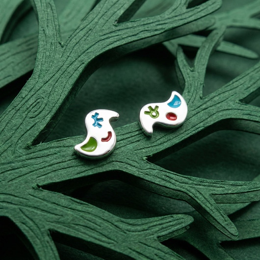 kolczyki wire wrapping Srebrne kolczyki PTASZKI z emalią (rozmiar S)