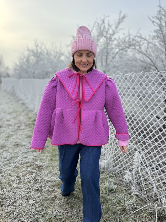 kurtki damskie Pikowana kurtka z kołnierzem