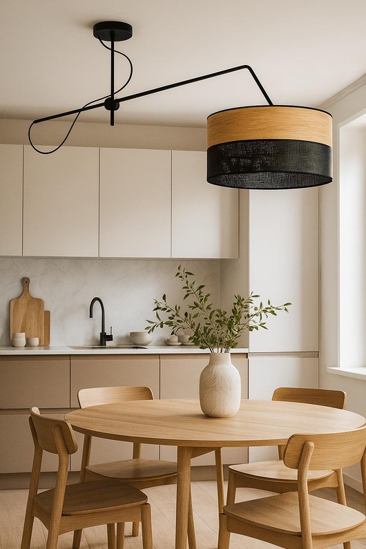 lampy wiszące Czarna lampa sufitowa na regulowanym ramieniu nad stół RIO DUAL
