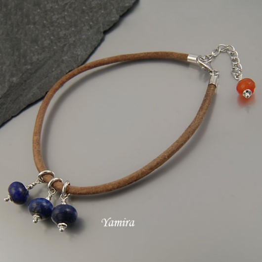 lapisy orange na skórze - bransoletka yamira