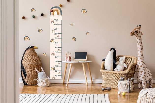 naklejki ścienne do pokoju dziecka Miarka wzrostu tęcza