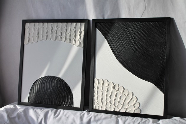 obrazy Dwa obrazy strukturalne, komplet obrazów teksturowych, nowoczesne obrazy