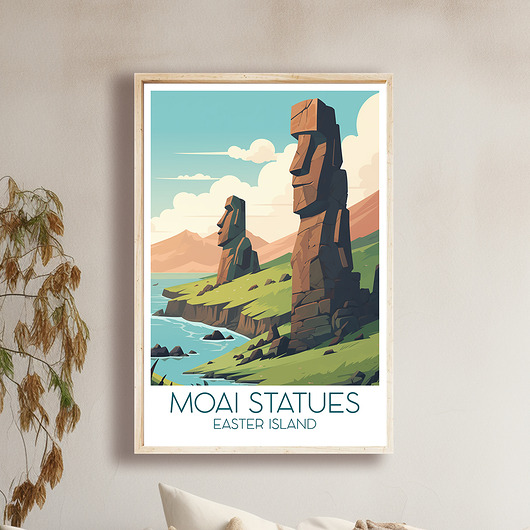 plakaty Wyspy Wielkanocne - Moai - Plakat, pamiątka dla podróżnika