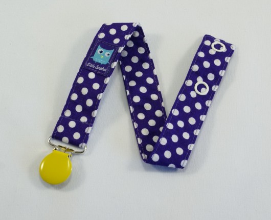 Zawieszka do smoczka, KROPKI POLKA DOT fioletowa Little Sophie