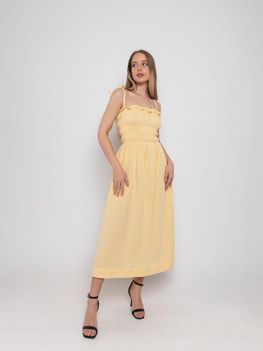 sukienki midi damskie Sukienka muślinowa Daisy yellow butter