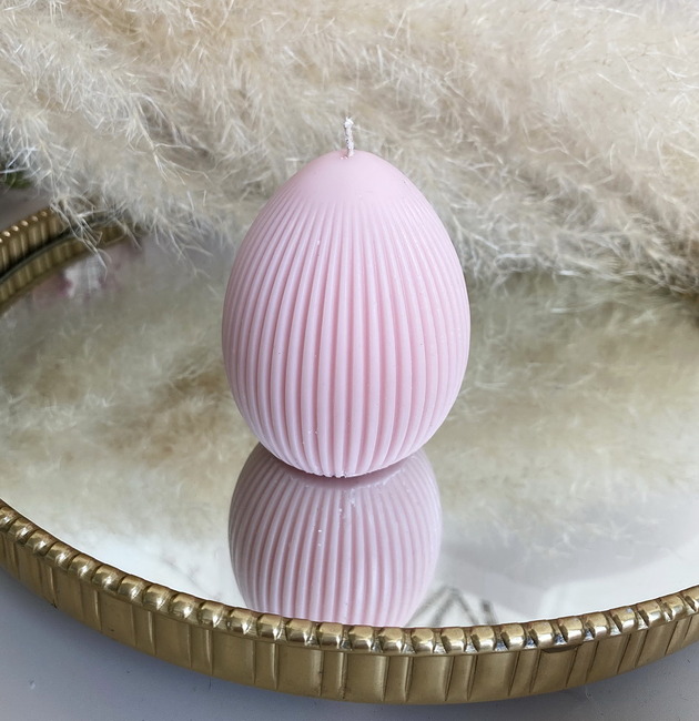 świeczniki i świece Świeca ekologiczna sojowa dekoracyjna jajko wielkanocne kolor wosku jasny róż