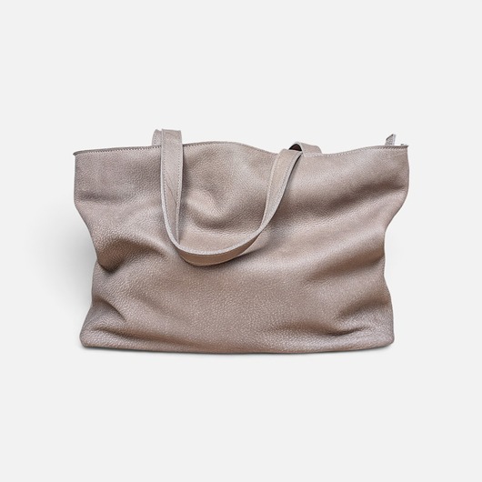 torby na ramię Shoper bag szaro - beżowy nubuk naturalny