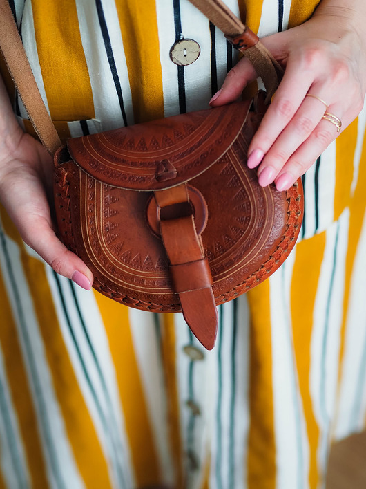 torby na ramię Torebka skórzana ręcznie robiona góralska camelowa torebka mała Diego