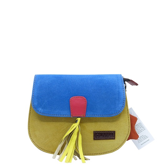 torby na ramię Torebka listonoszka zamszowa damska regulowany pasek kolorowa OLIVKA