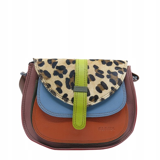 torby na ramię Torebka ze skrawków skóry naturalnej na ramię pojemna kolorowa OLIVKA