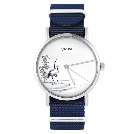 zegarki unisex Zegarek - Japońskie żurawie - granatowy, nylon