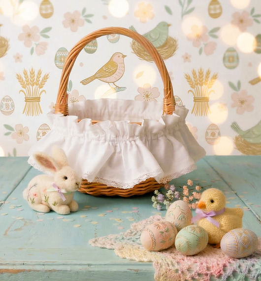 koszyki wielkanocne Ozdoba SERWETKA do koszyczka na gumce KLASYCZNA