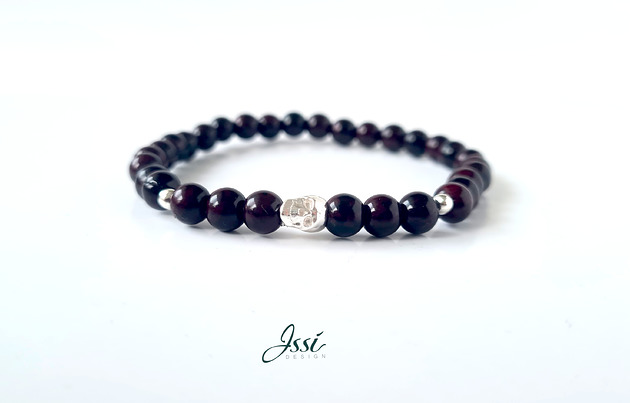 biżuteria męska bransoletka męska BURGUNDY SKULL-unikat