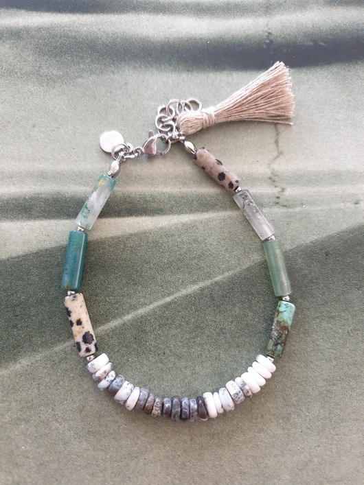 bransoletki z kamieni naturalnych Bransoletka patyczki opal, agt mszysty, turkus, jaspis dalmatyński