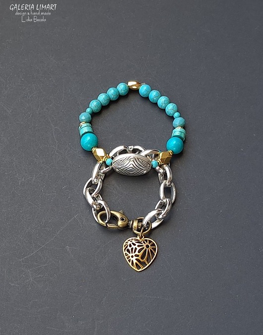 bransoletki z kamieni naturalnych Komplet modnych bransoletek boho oryginalny PREZENT handmade 3w1!