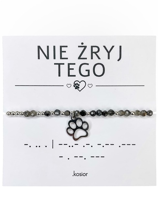 bransoletki na sznurku Bransoletka z kamieni naturalnych Labradoyt, Hematyt, 10% na zwierzaki