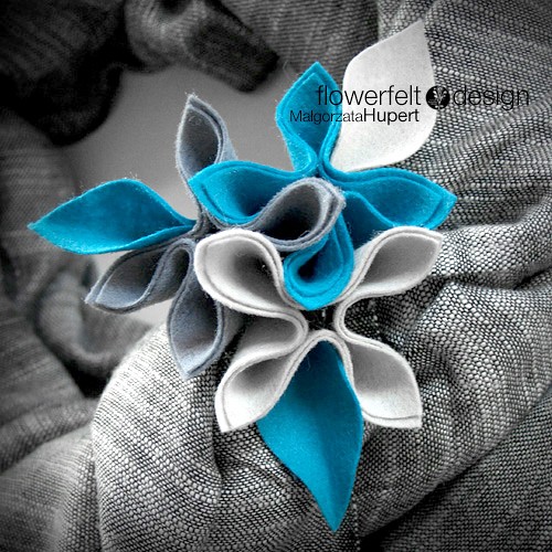 szarości z turkusem   FlowerFelt Design