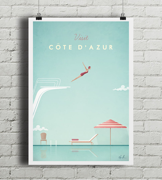 Lazurowe Wybrzeże - vintage plakat A4 minimalmill