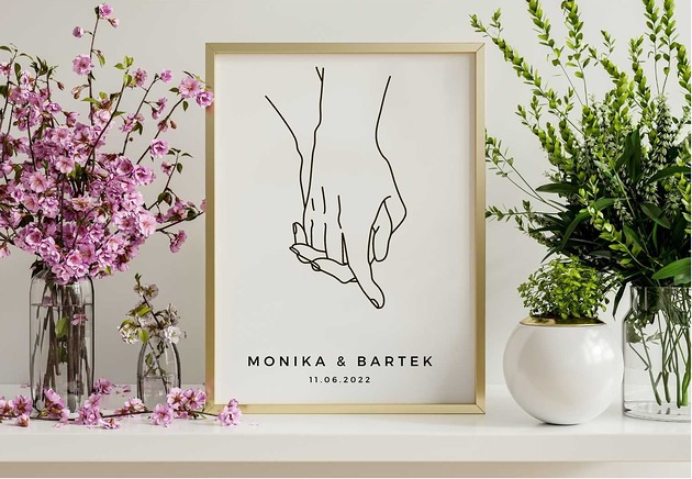 grafiki i ilustracje PLAKAT z dłońmi miłość ślub młoda para