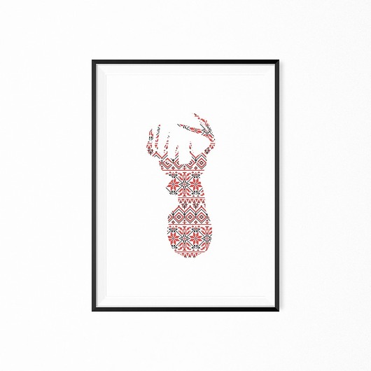 Plakat świąteczny z jeleniem myscandi
