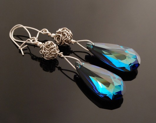 Kolczyki kryształ Swarovski Węzełki pieklo niebo