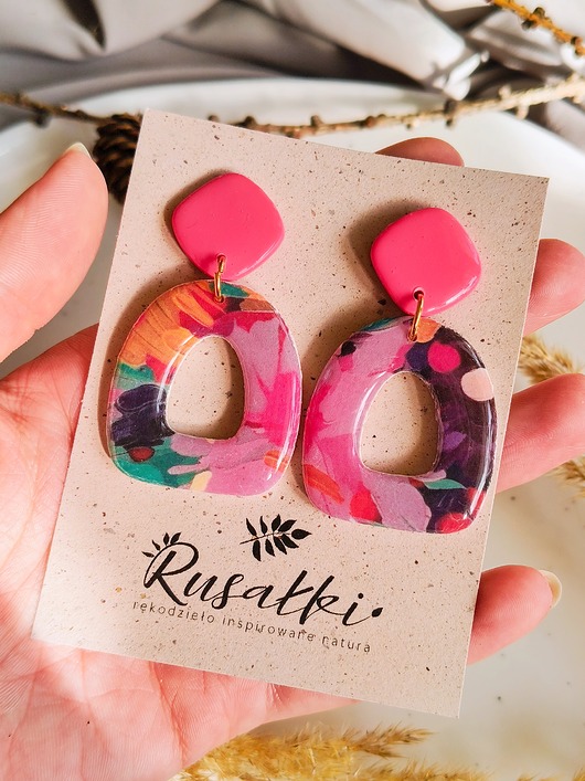 kolczyki z masy plastycznej Kolczyki artystyczne, lekkie kolczyki dla dziewczyny, w stylu boho