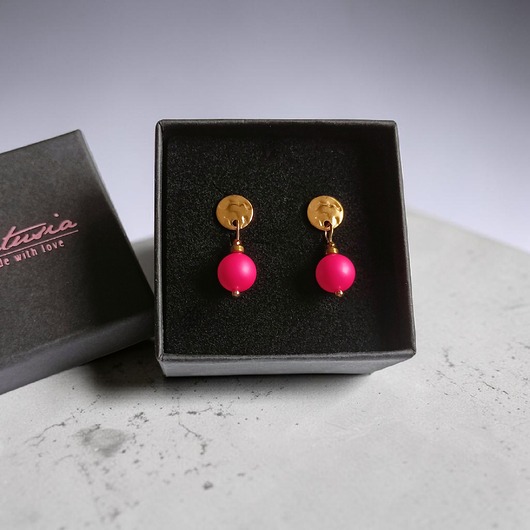 kolczyki swarovski Swarovski neon pearls : neon pink : drobne sztyfty