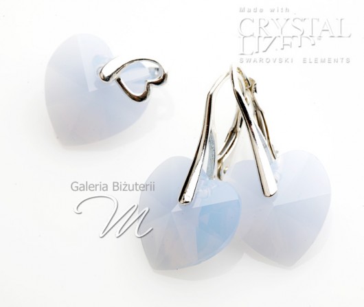 kryształ Swarovski hearts - Komplet OPAL mellody