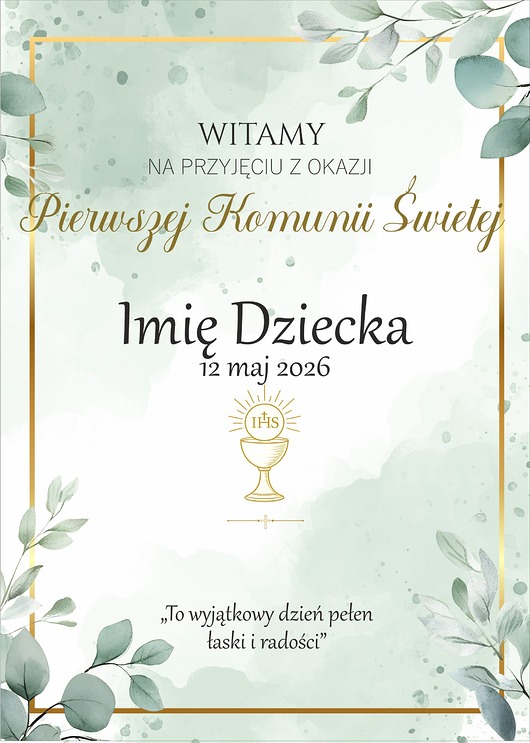 komunia - pozostałe Plakat powitalny Pierwsza Komunia Święta Personalizowany  P950