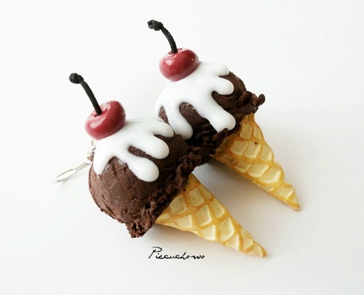 kolczyki czekoladowe lody z wiśnią Piecuchowo