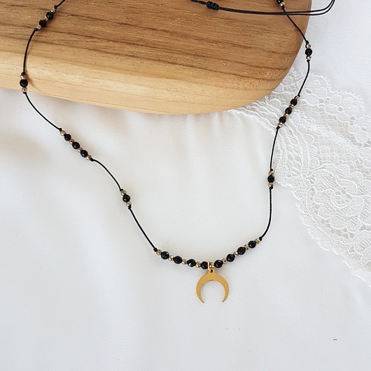 naszyjnik księżyc z onyksem LEI handmade 