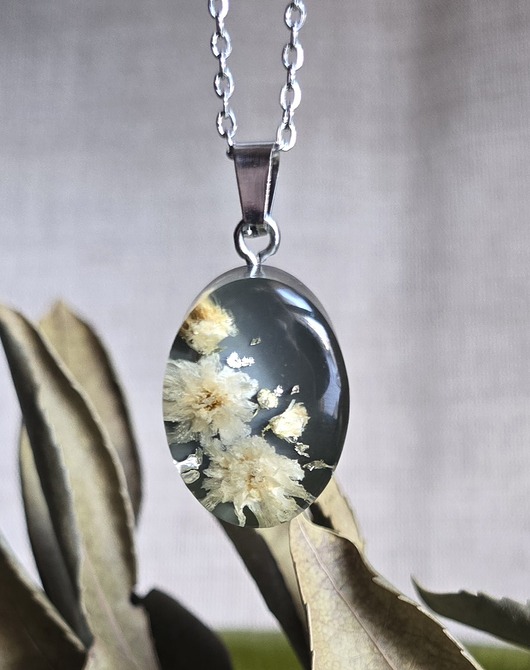 wisiory Wieczne kwiaty srebrna zawieszka z gipsówką