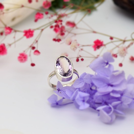 pierścionki srebrne Klasyczny Pierścionek z Ametrynem r. 14