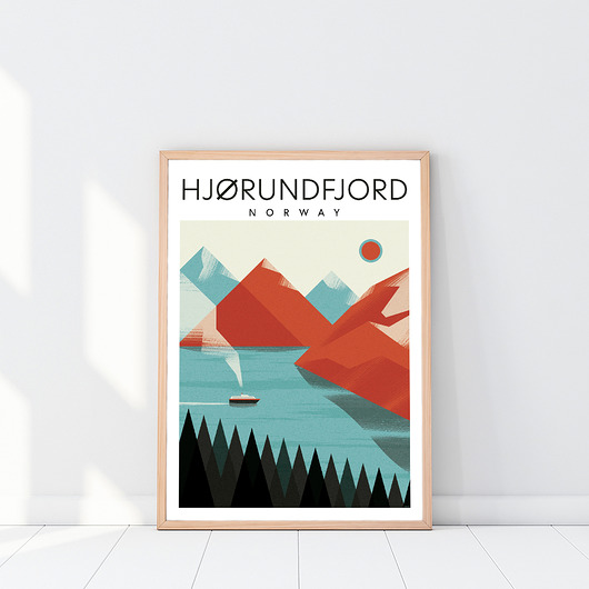 plakaty Plakat, Hjorundfjord, Norwegia, fiord, Skandynawia