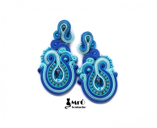 Pacific blue -piękne kolczyki sutasz Mró Soutache