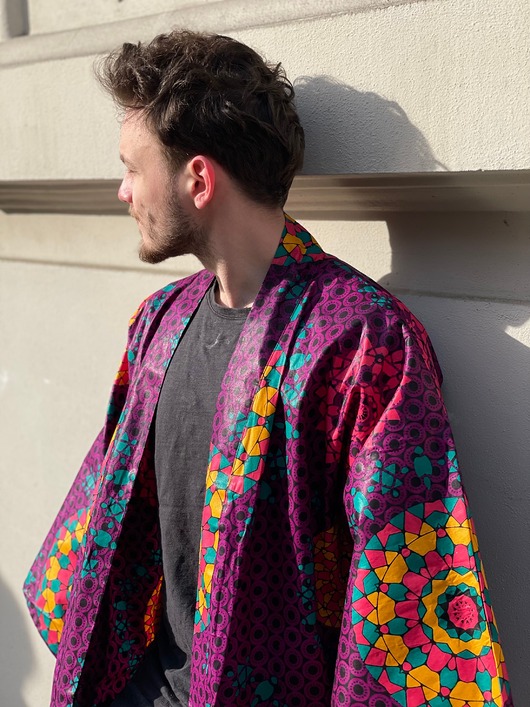 koszule męskie Piękne fioletowe kimono Mandala