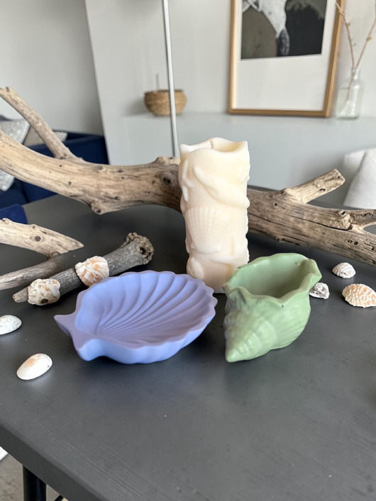 świeczniki i świece Skandynawski Przypływ- zestaw prezentowy  świeca sojowa + naczynia gipsowe