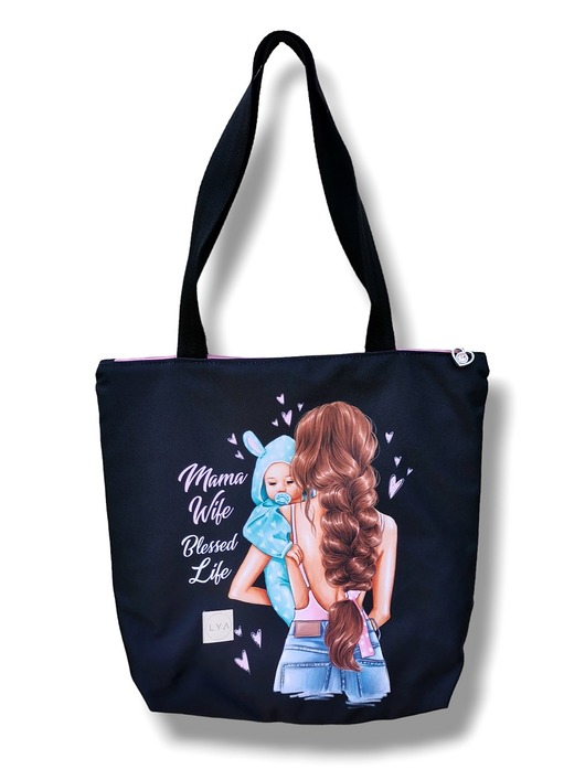 torby na ramię Torba shopper na zakupy wodoodporna shopperka Mama z dzieckiem
