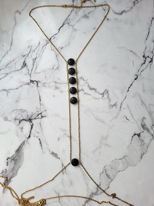 złote naszyjniki Łańcuszek na ciało Woman Stones - onyks